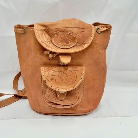 hand tooled leather backpack